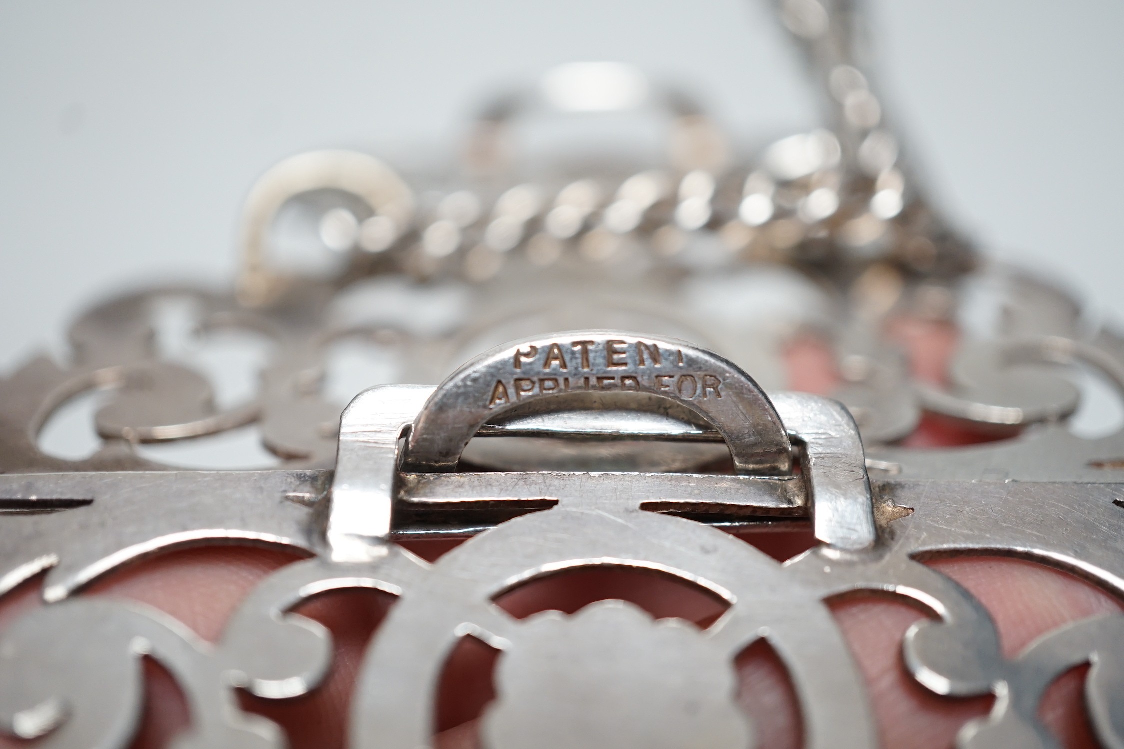 A late Victorian pierced silver belt, with chain links, James Dixon & Sons, Sheffield, 1898, overall 59.6cm.